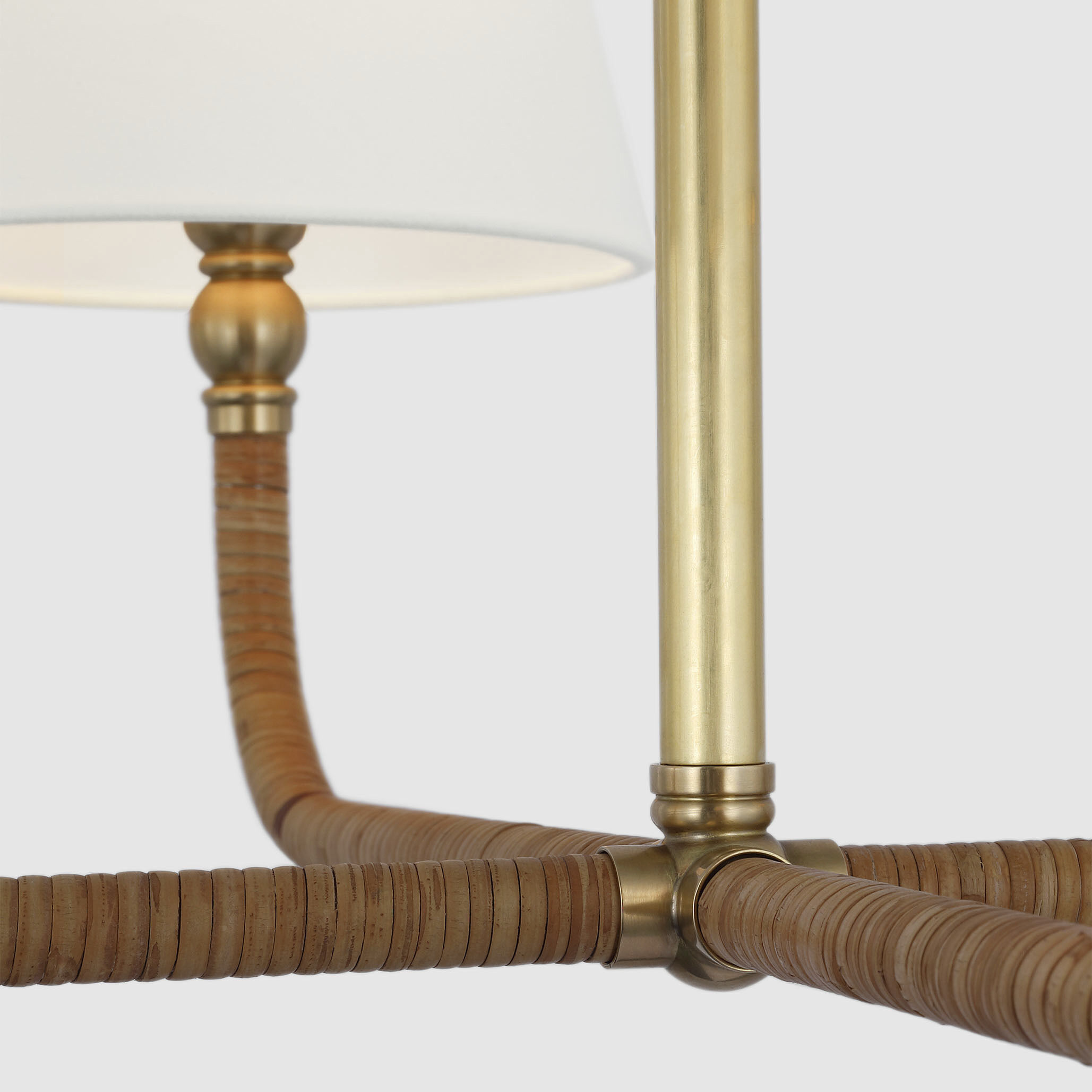 Chapman & Myers Basden LED 32 inch Antique-Burnished Brass and Natural Rattan Single Tier Chandelier Ceiling Light, Medium