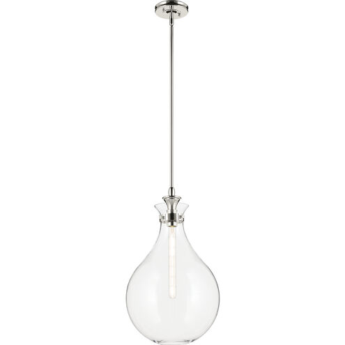 Laria 1 Light Polished Nickel Pendant Ceiling Light in Clear
