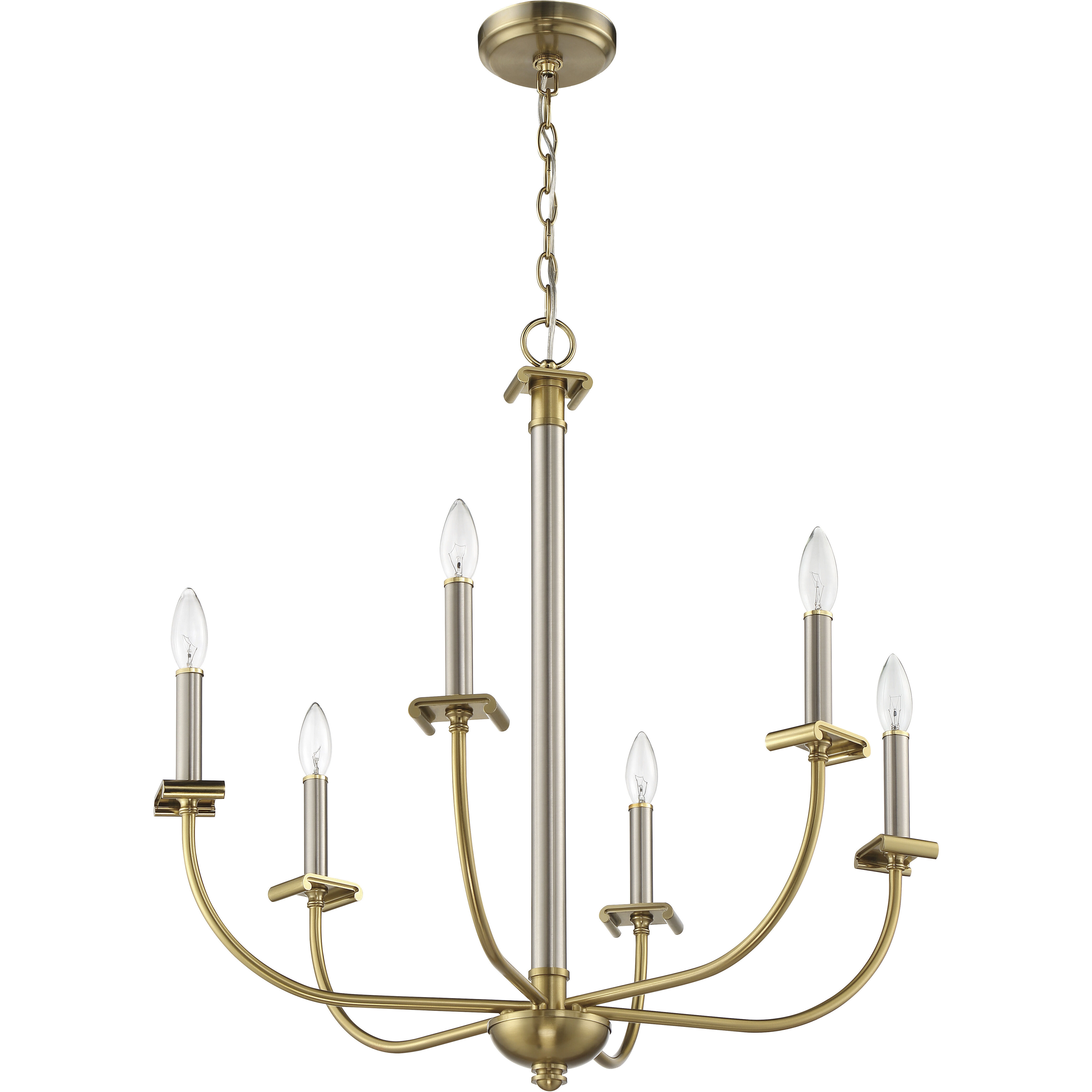 Stanza 6 Light 26 inch Brushed Polished Nickel / Satin Brass Chandelier Ceiling Light
