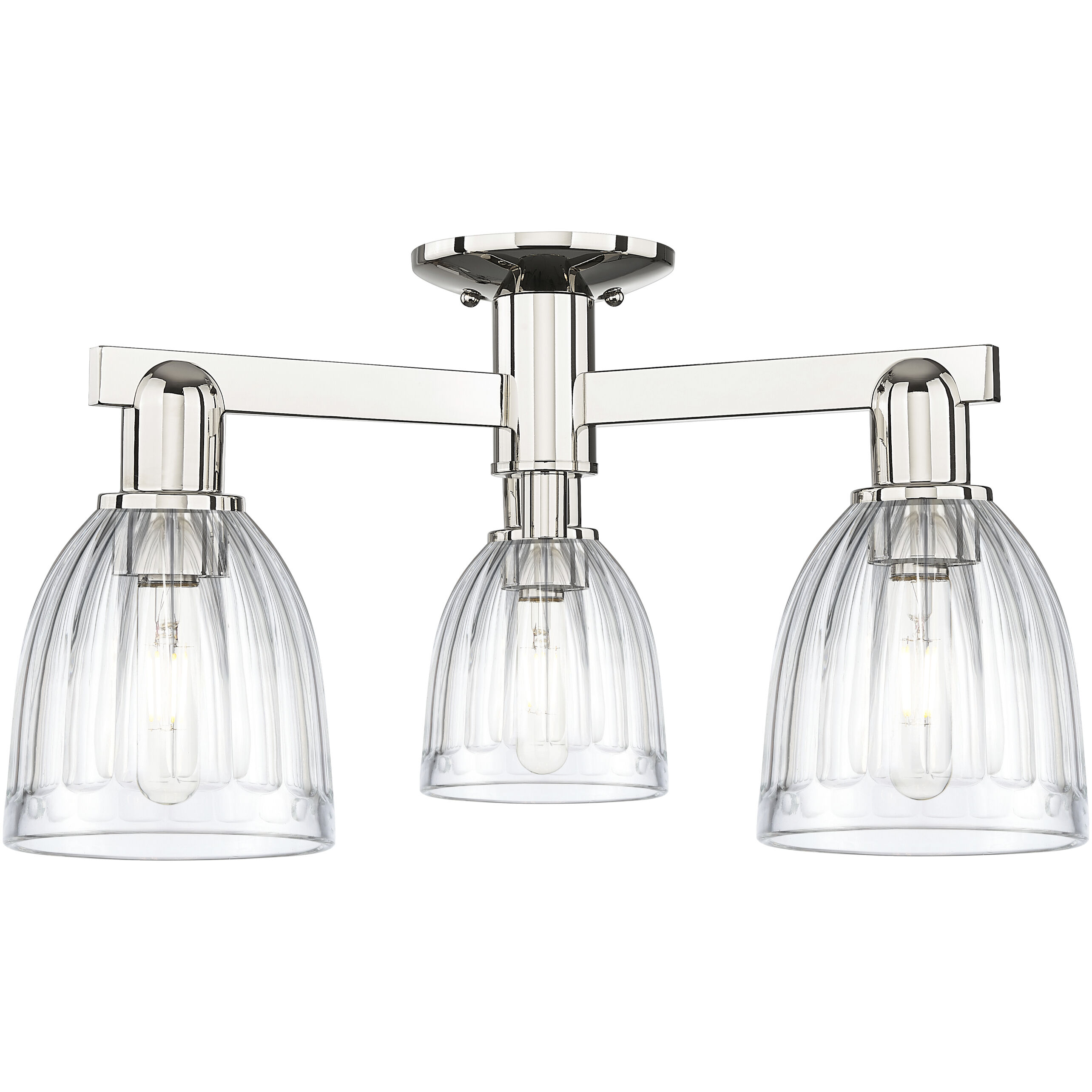 Arcadia Brookfield 3 Light 23 inch Polished Nickel Semi-Flush Mount Ceiling Light