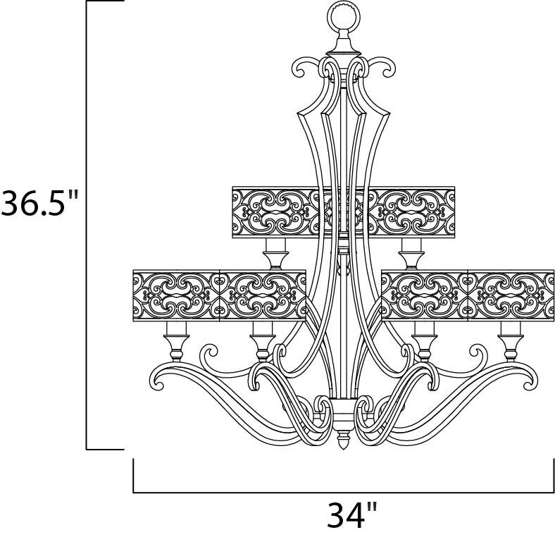 Mondrian 9 Light 34 inch Umber Bronze Multi-Tier Chandelier Ceiling Light
