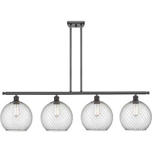 Ballston Large Farmhouse Chicken Wire 4 Light 48 inch Oil Rubbed Bronze Island Light Ceiling Light, Ballston