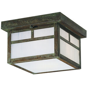 Mission 2 Light 8.38 inch Mission Brown Flush Mount Ceiling Light in Frosted, T-Bar Overlay