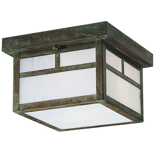 Mission 2 Light 8.38 inch Antique Brass Flush Mount Ceiling Light in Frosted, T-Bar Overlay