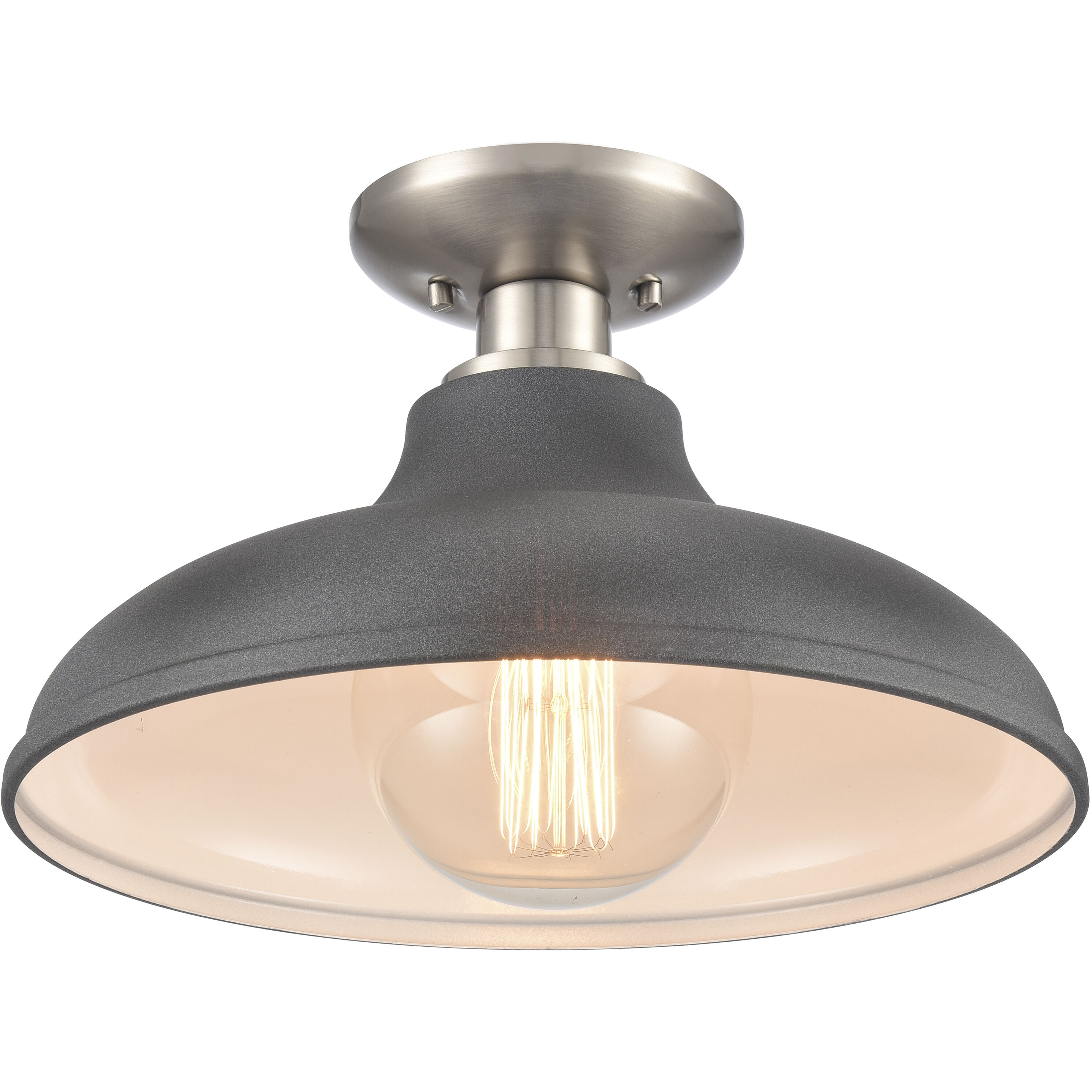 Grenville 1 Light 13 inch Zinc with Brushed Nickel Semi Flush Mount Ceiling Light