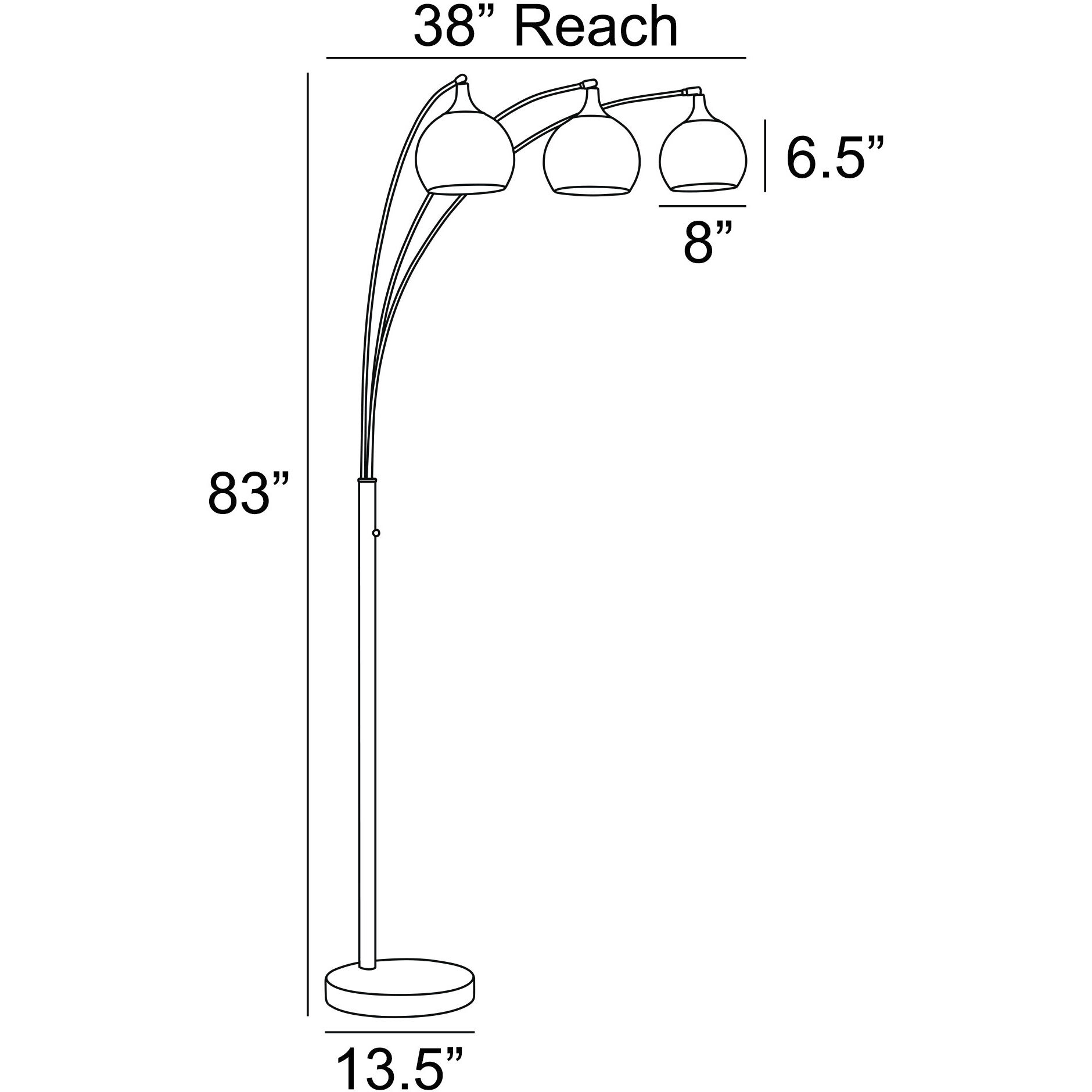 Rayssa 83 inch 60.00 watt Black Arc Lamp Portable Light