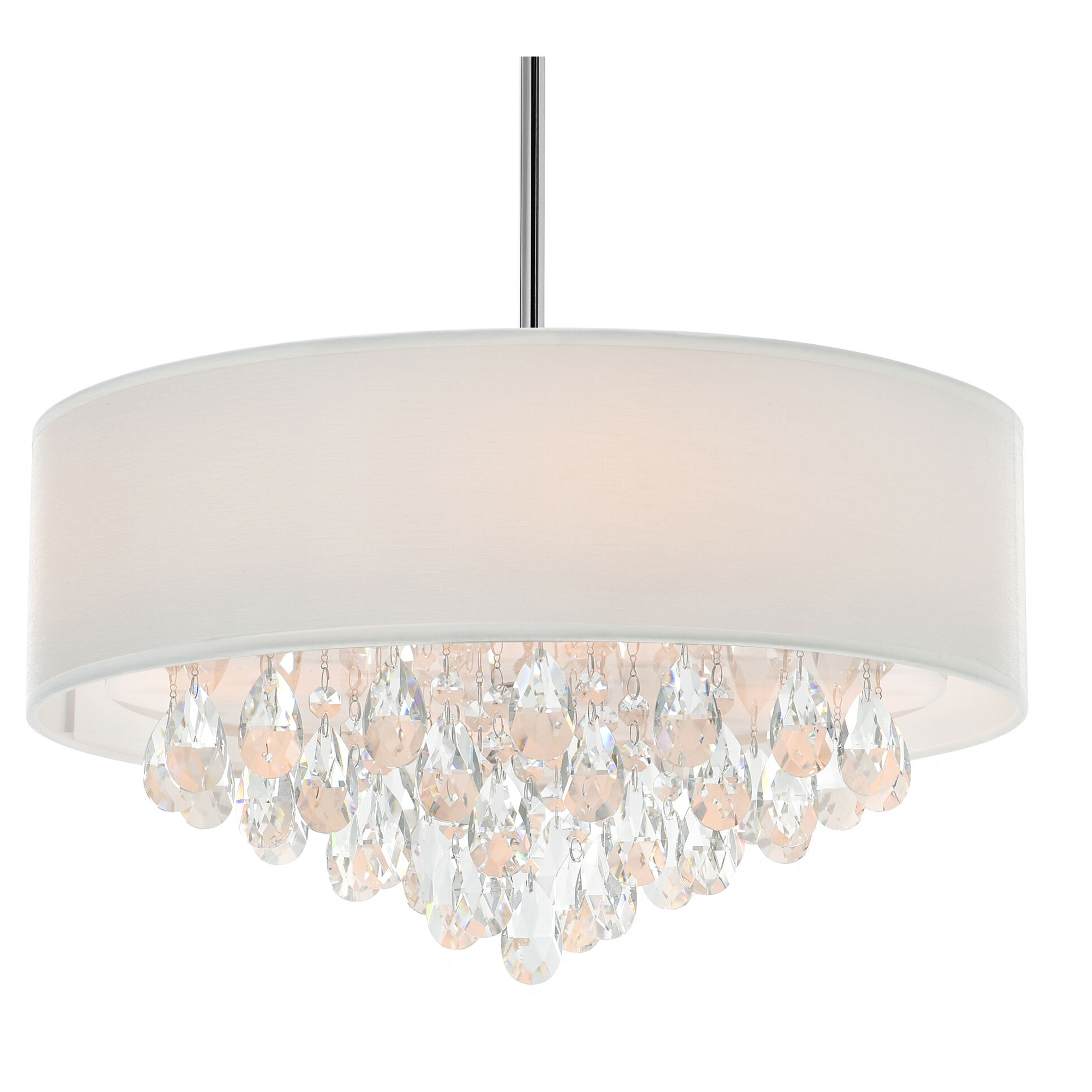 Dash 4 Light 18 inch Chrome Drum Shade Chandelier Ceiling Light in Off White