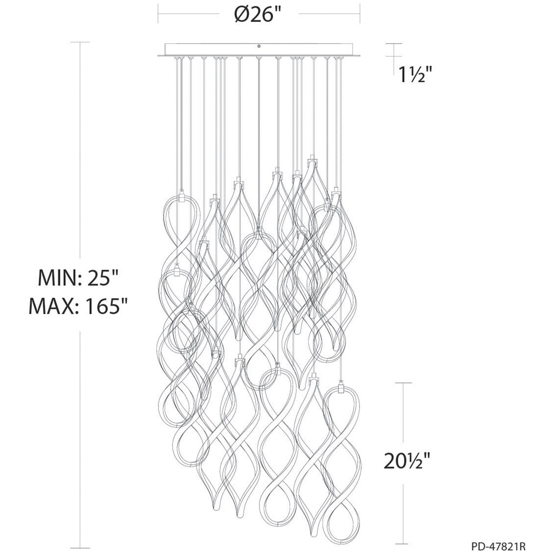 Interlace LED 26 inch Chrome Multi-Light Pendant Ceiling Light, dweLED