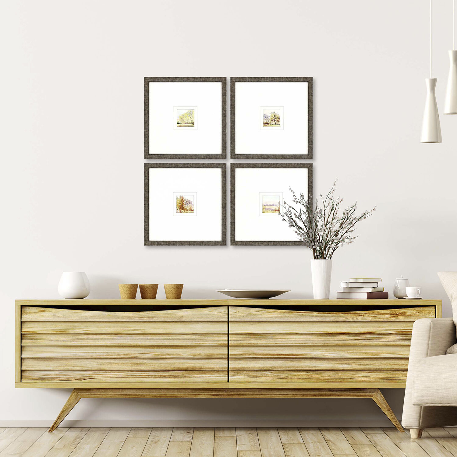 Petite Placid Petite Sunrise Multi and Green and Orange and White Framed Art