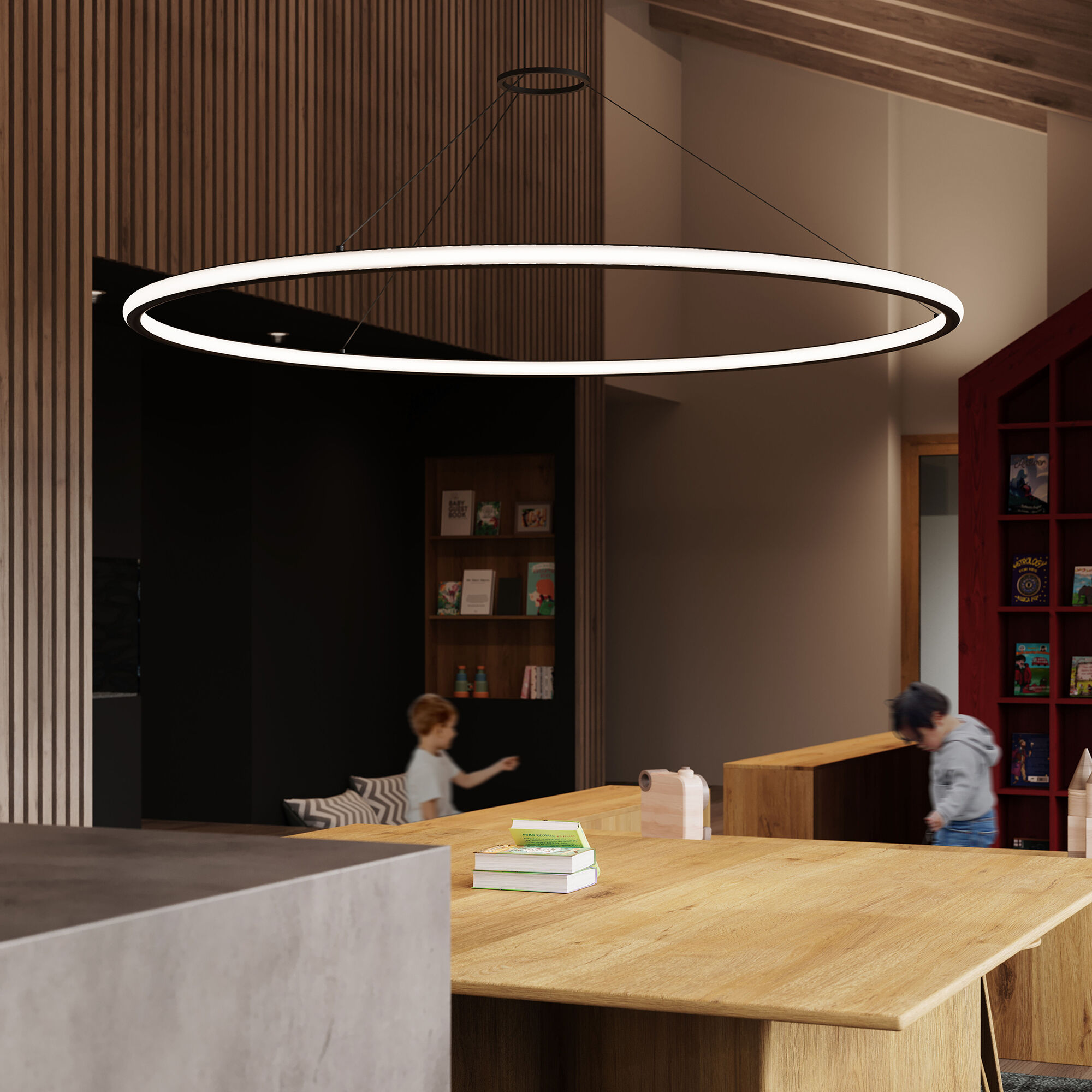 Luna LED 62 inch Satin Black Pendant Ceiling Light