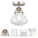 Nouveau 2 Olean LED 6.75 inch Brushed Satin Nickel Semi-Flush Mount Ceiling Light in Seedy Glass