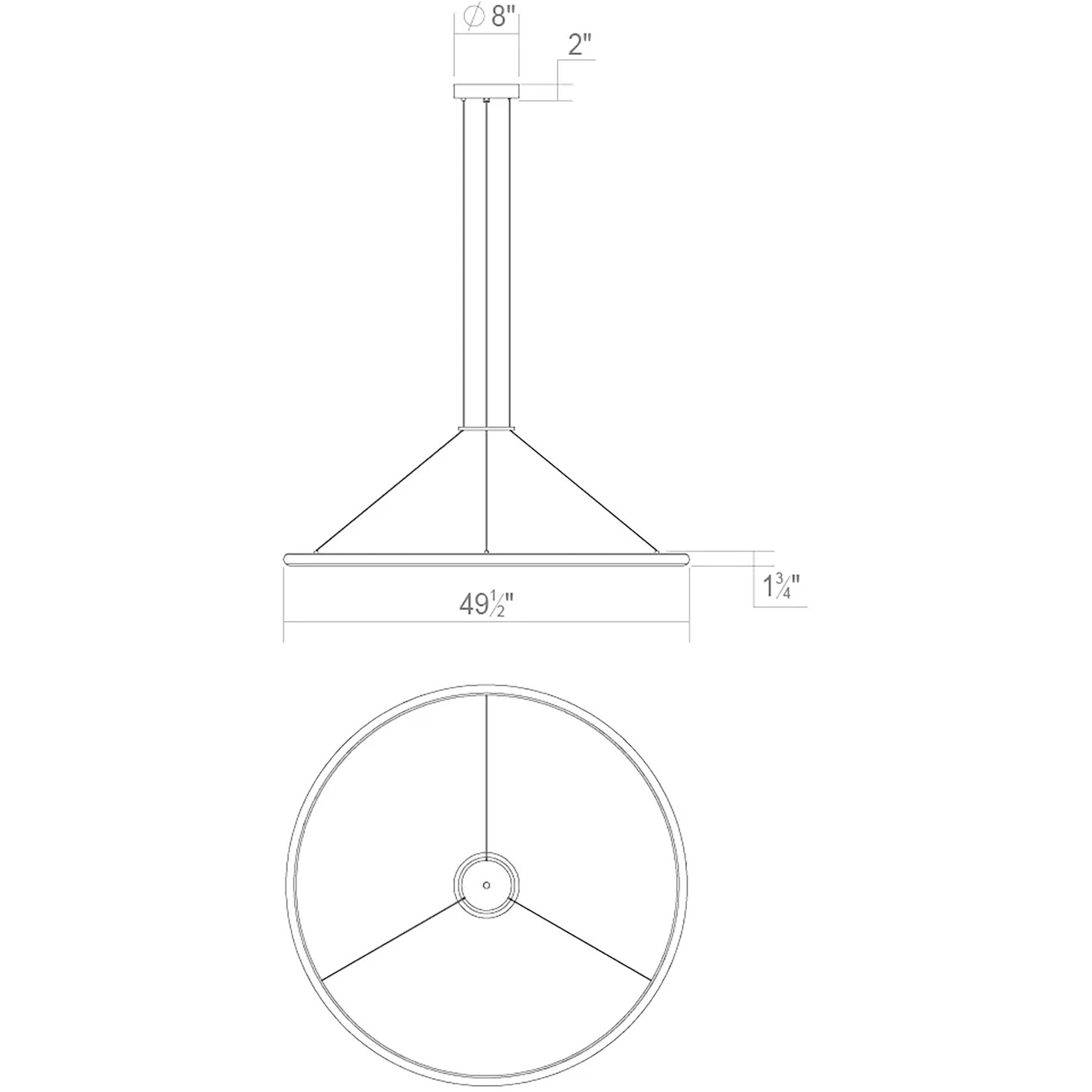 Luna LED 50 inch Painted Brass Pendant Ceiling Light