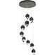 Chrysalis 9 Light 20.5 inch Natural Iron Pendant Ceiling Light in Black Crystal, Long Pipe