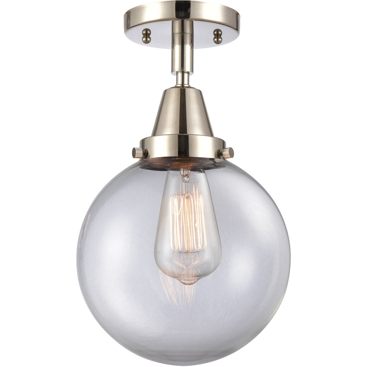 Beacon 1 Light 8 inch Polished Nickel Flush Mount Ceiling Light in Clear Glass