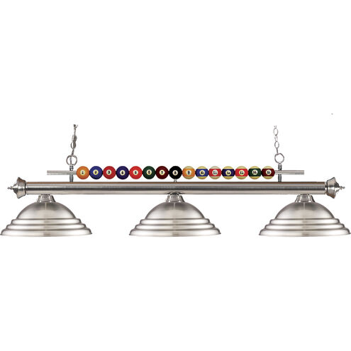 Shark 3 Light 60 inch Brushed Nickel Billiard Ceiling Light in Stepped Brushed Nickel