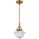 Franklin Restoration Small Oxford LED 7.5 inch Brushed Brass Mini Pendant Ceiling Light in Clear Glass