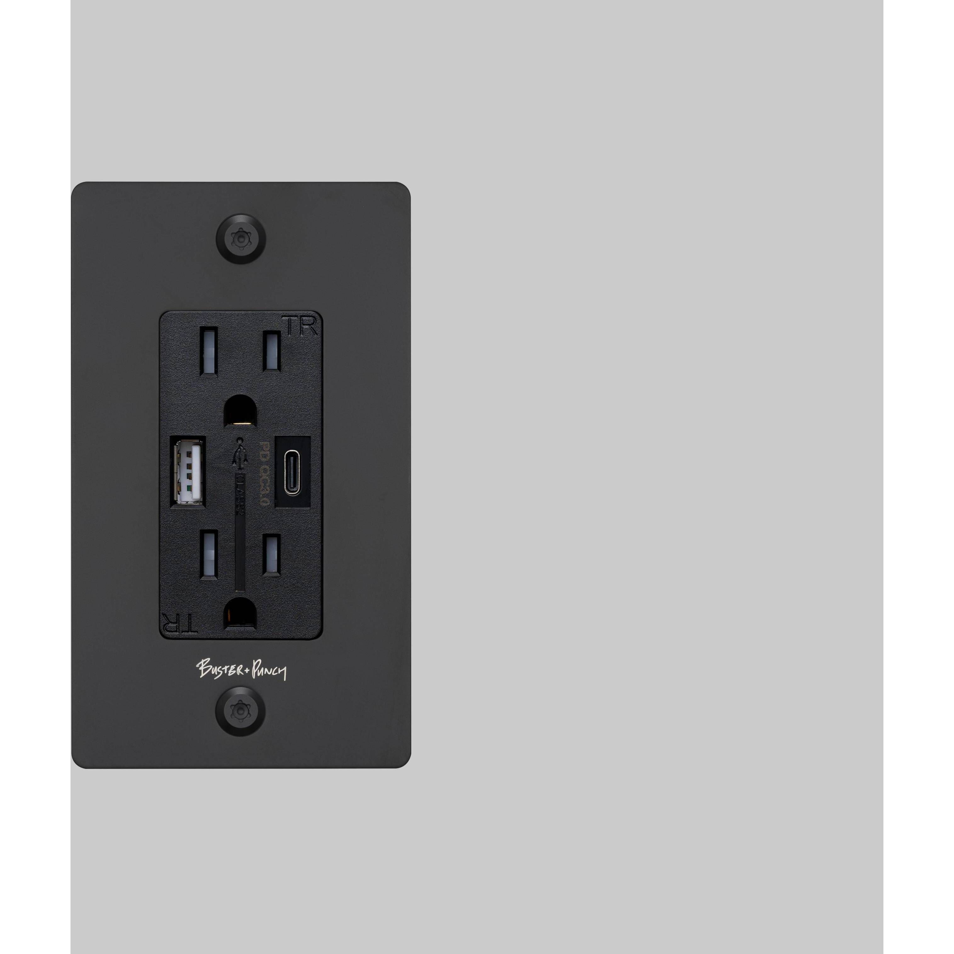 1G Duplex 125 Black Outlet, USB A + C