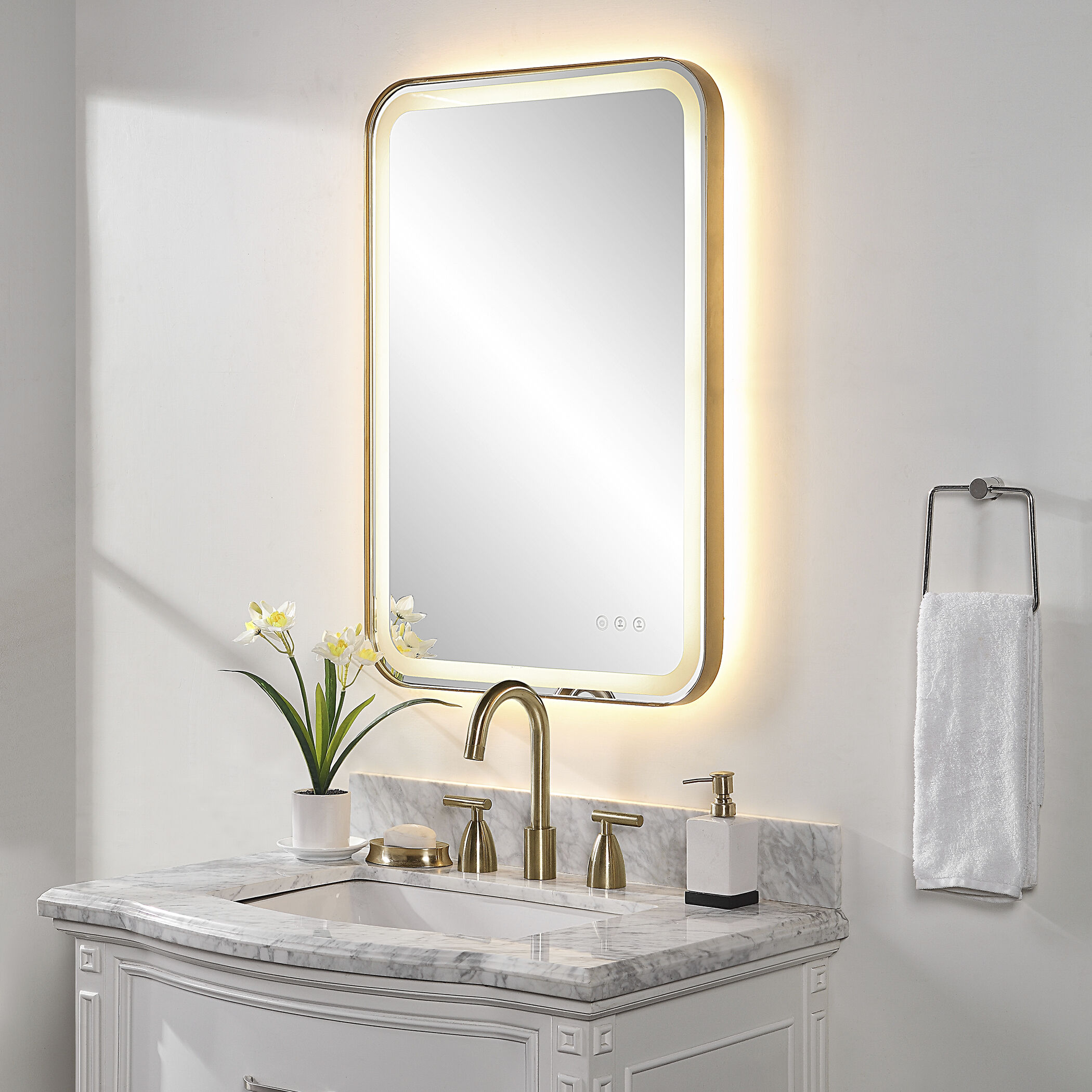 Corner vanity mirror with lights online