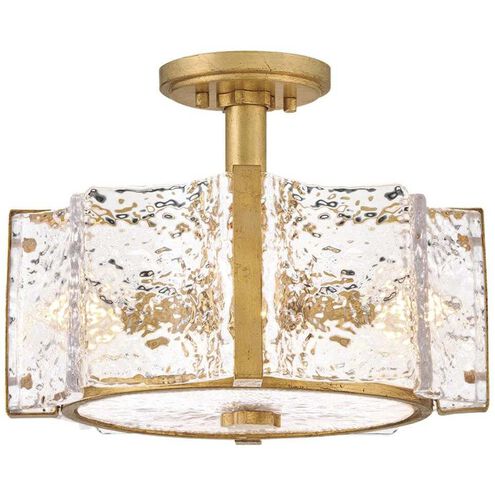 Florian 4 Light 14.25 inch Distressed Brass Semi-flush Mount Ceiling Light
