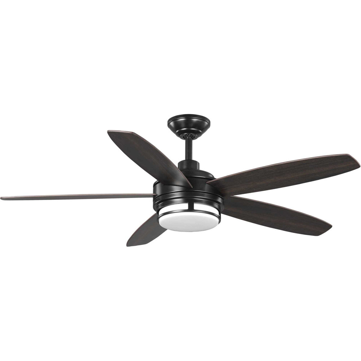 Albin 54 inch Black with Toasted Oak Blades Ceiling Fan, Progress LED