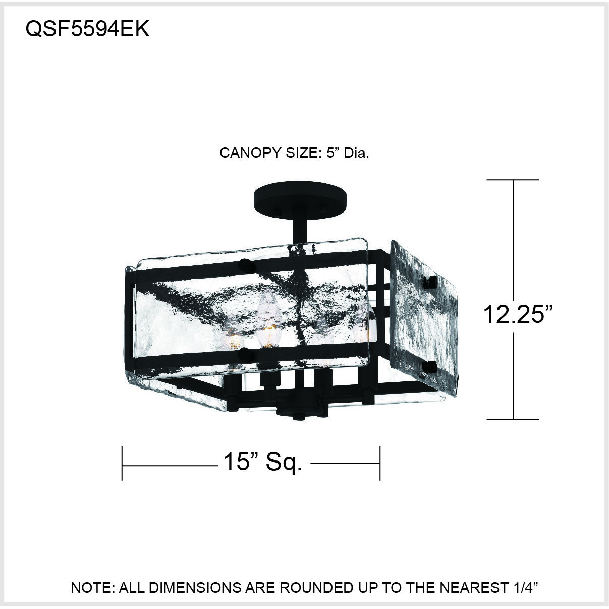 Lancer 4 Light 15 inch Earth Black Semi-Flush Mount Ceiling Light