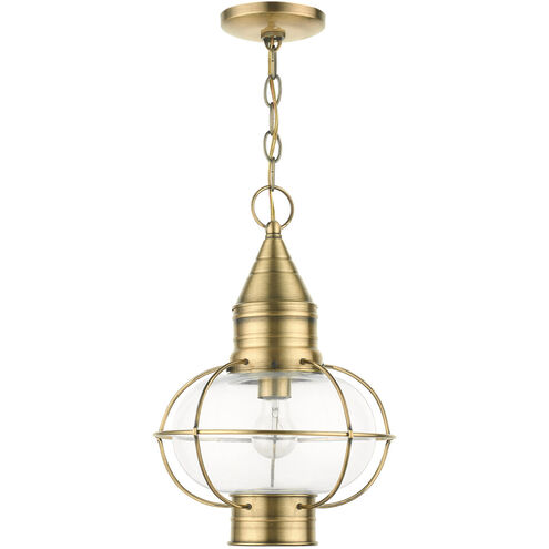 Newburyport 1 Light 11 inch Antique Brass Outdoor Pendant Lantern