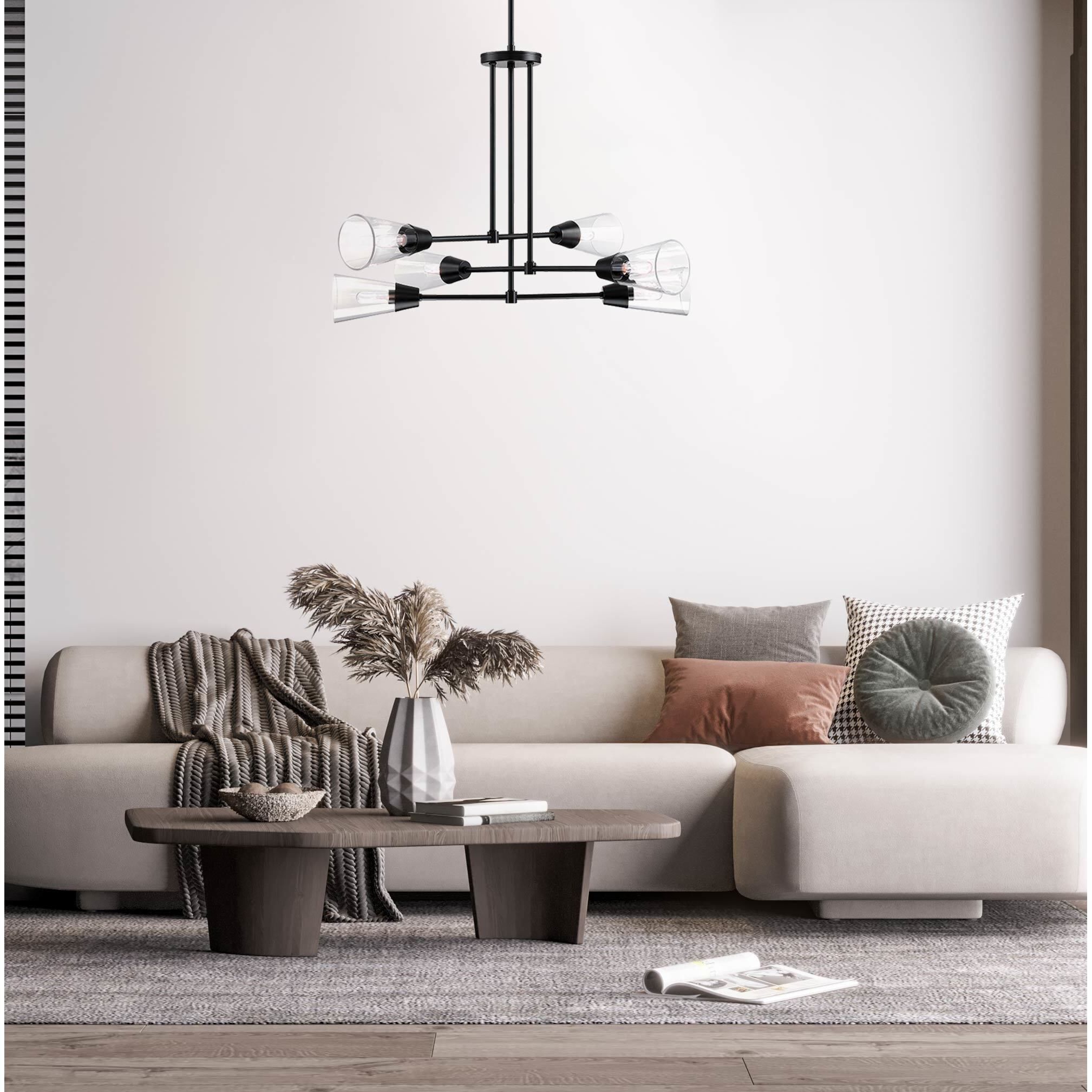 Norro 6 Light 33.5 inch Matte Black Chandelier Ceiling Light
