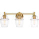 Summer Jazz 3 Light 24 inch Brushed Gold Vanity Light Wall Light