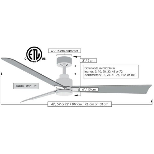 Atlas Alessandra 56 inch Matte White with Walnut Tone Blades Indoor/Outdoor Ceiling Fan