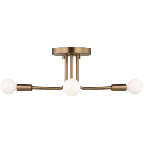 Van 4 Light 17.75 inch Satin Brass Semi-Flush Mount Ceiling Light