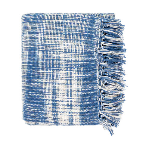 Tori 60 X 50 inch Bright Blue/Cream Throws, Rectangle