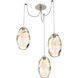 Ellisse 3 Light 15.5 inch Metallic Beige Silver Swag Multi-Pendant Ceiling Light in Amber Optic