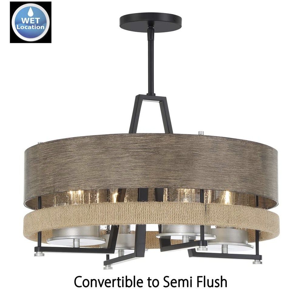 Silver Creek 4 Light 20 inch Stone Grey/Coal/Brushed Nickel Convertible Pendant Ceiling Light