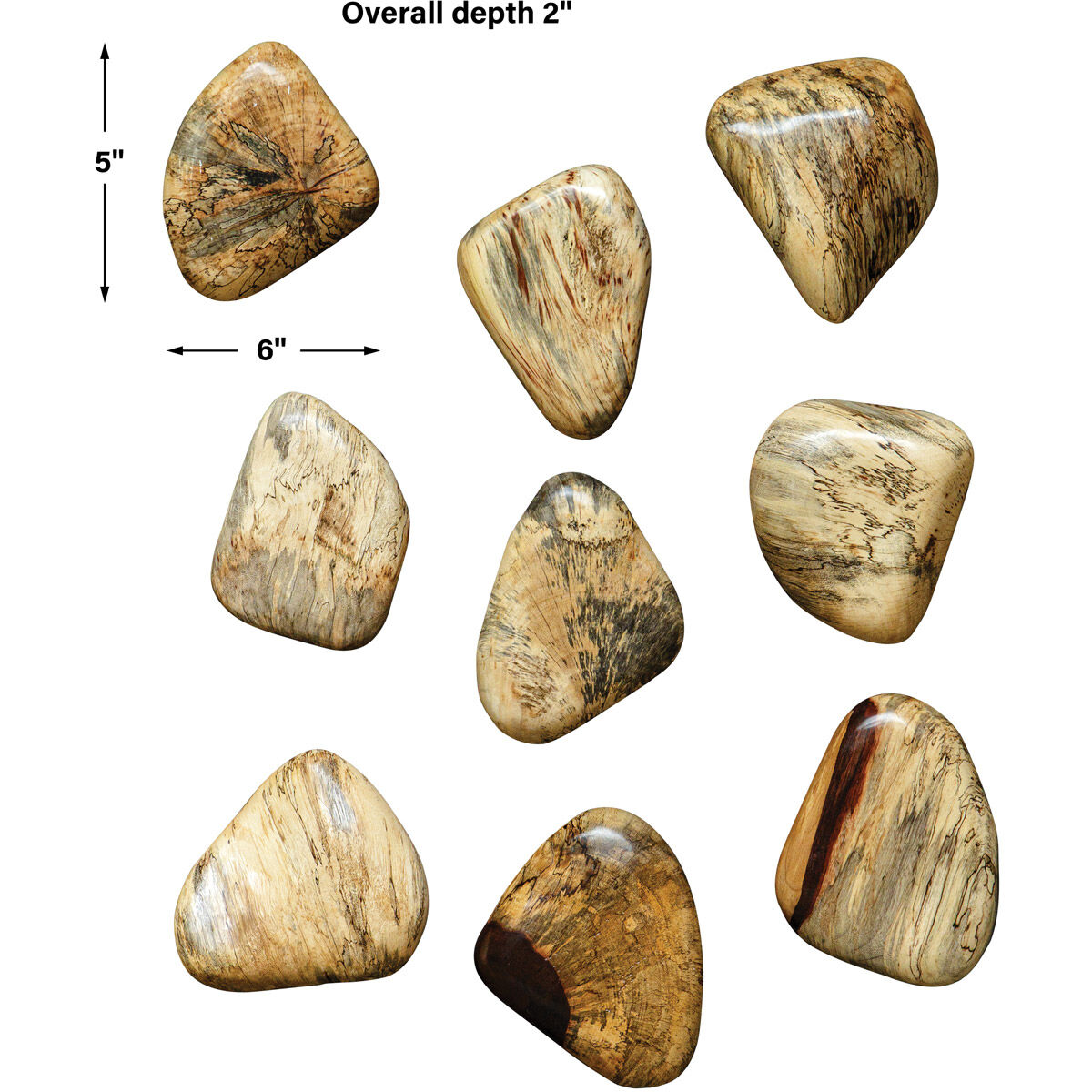 Pebbles Natural Blonde Wood Wall Decor, Set of 9