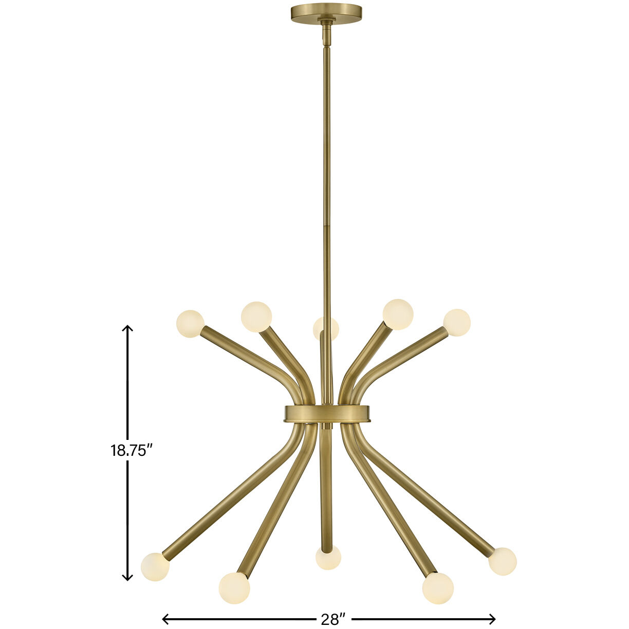 Axton LED 28 inch Lacquered Brass Chandelier Ceiling Light