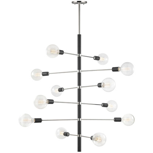 Mitzi Astrid 12 Light 36 inch Polished Nickel Chandelier Ceiling Light H178812-PN/BK - Open Box