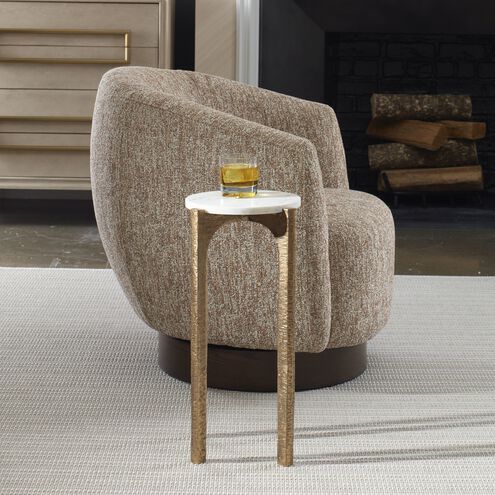 Vivi 22 X 12 inch Antique Brass and Natural Marble Drink Table