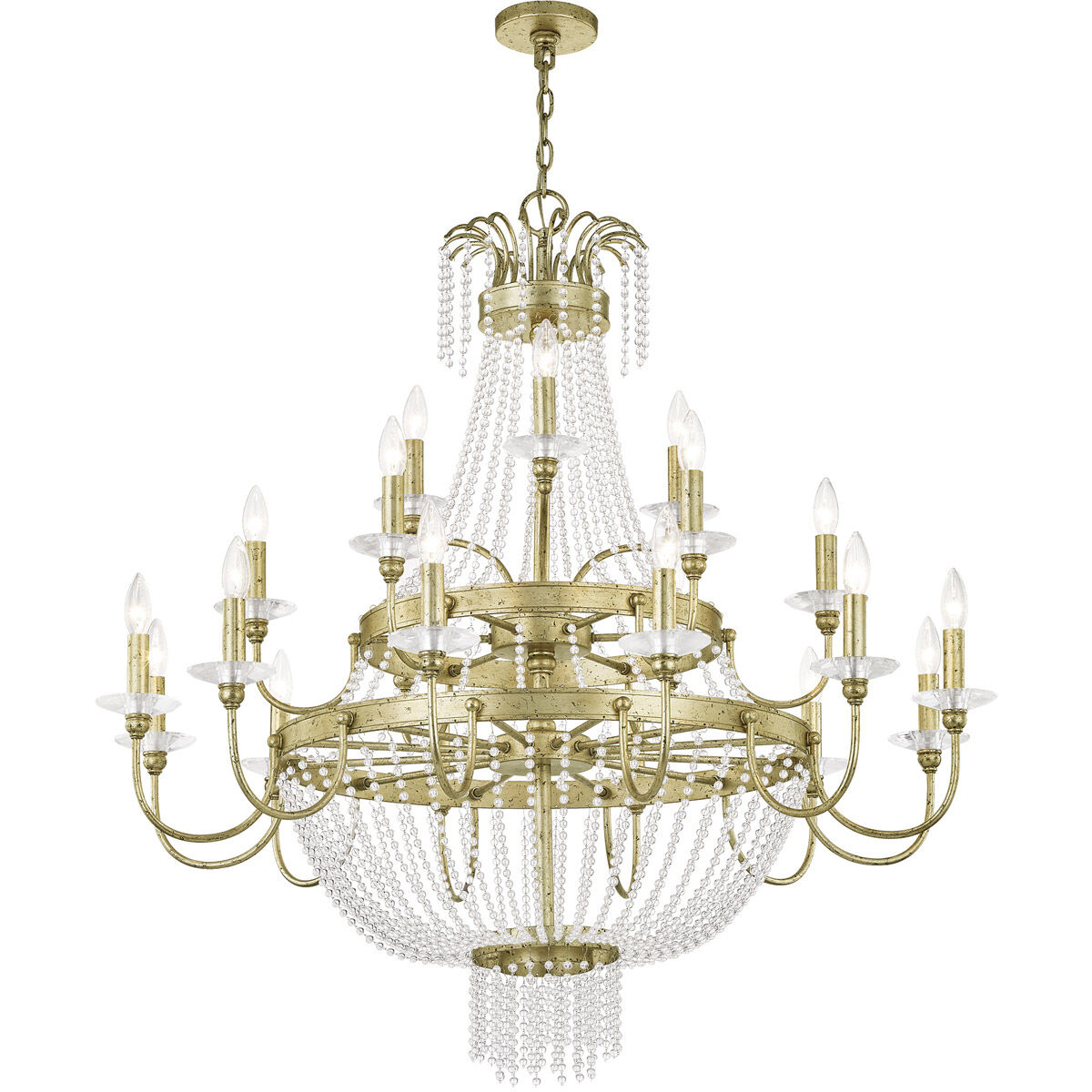 Valentina 21 Light 42 inch Hand Applied Winter Gold Foyer Chandelier Ceiling Light