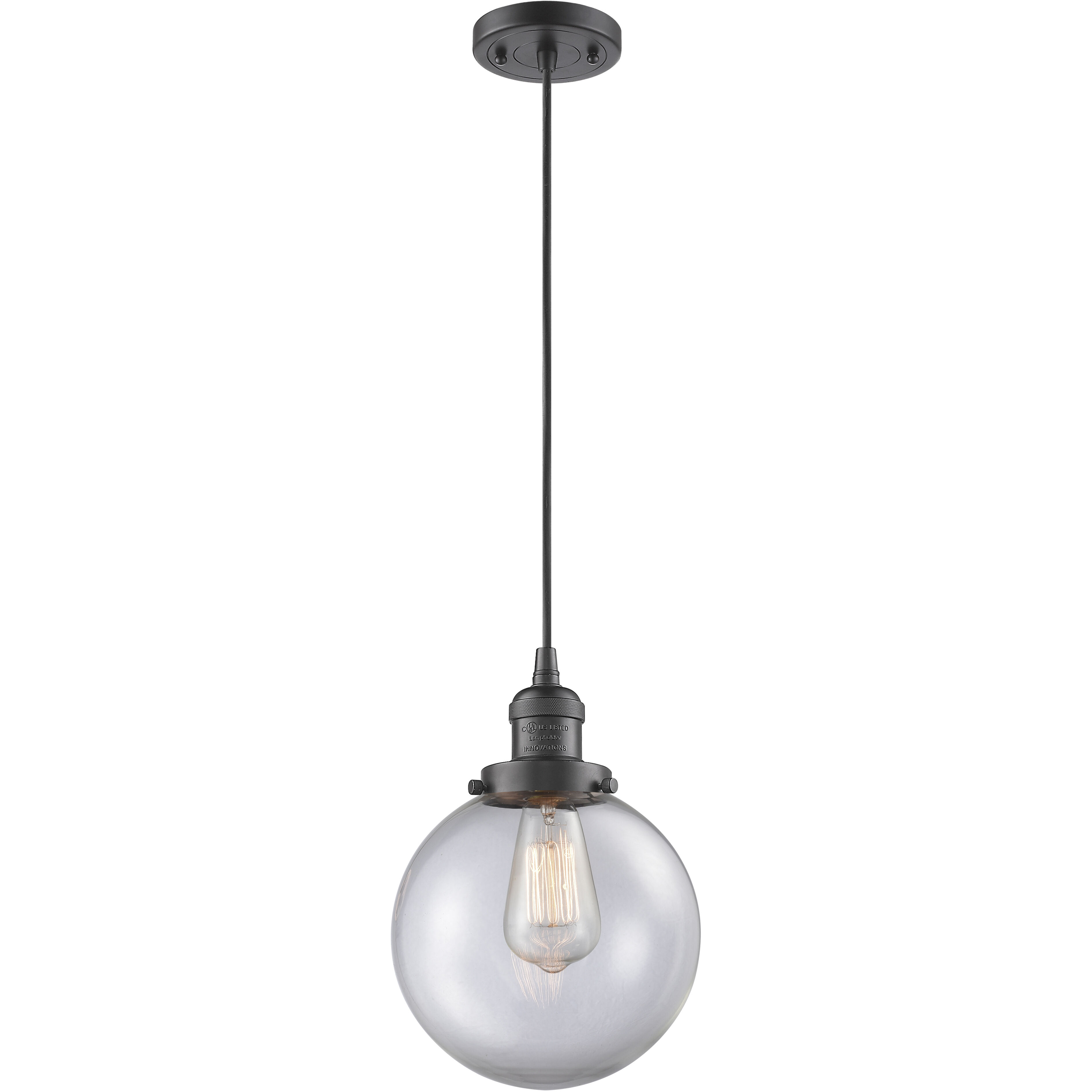 Franklin Restoration Beacon 1 Light 8 inch Oil Rubbed Bronze Mini Pendant Ceiling Light in Incandescent, Clear, Franklin Restoration