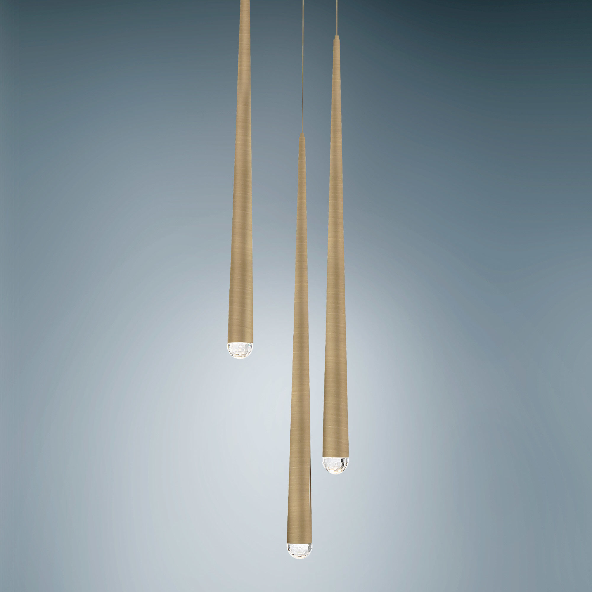 Cascade LED 12 inch Aged Brass Multi-Light Pendant Ceiling Light in 3, Round, 28in.