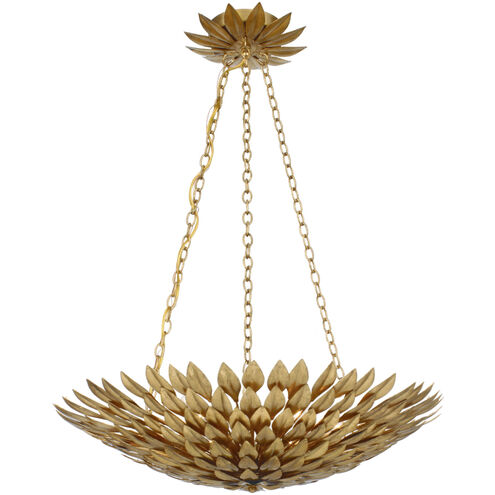 Broche 6 Light 24.5 inch Antique Gold Chandelier Ceiling Light