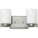 Miley 2 Light 13 inch Brushed Nickel Vanity Light Wall Light in Etched White