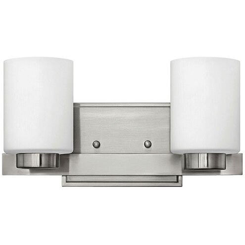 Miley 2 Light 13 inch Brushed Nickel Vanity Light Wall Light in Etched White
