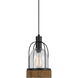 Beacon 1 Light 7 inch Black and Wood Pendant Ceiling Light