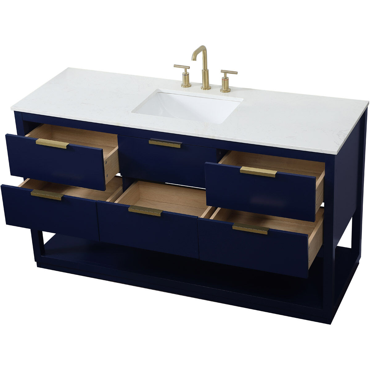 Larkin 60 X 22 X 34 inch Blue Vanity Sink Set in 1
