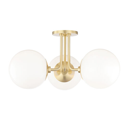 Stella 3 Light 24 inch Aged Brass Semi Flush Ceiling Light