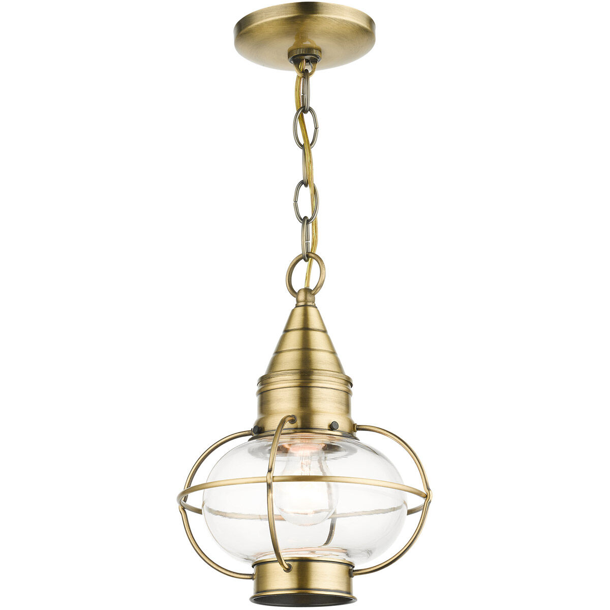 Newburyport 1 Light 8.75 inch Antique Brass Outdoor Pendant Lantern