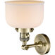 Franklin Restoration Large Bell 1 Light 8 inch Antique Brass Sconce Wall Light in Matte White Glass, Franklin Restoration