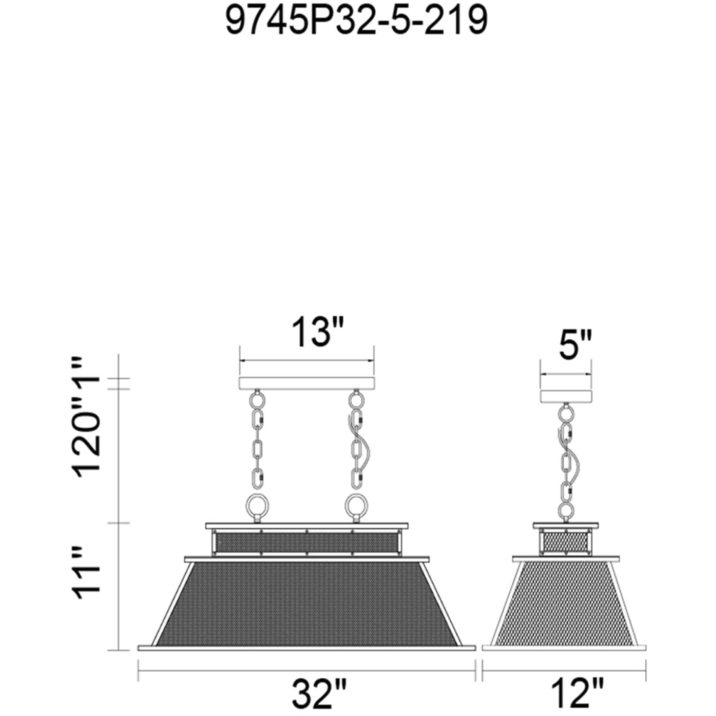 Savill 5 Light 32 inch Reddish Black Island/Pool Table Light Ceiling Light