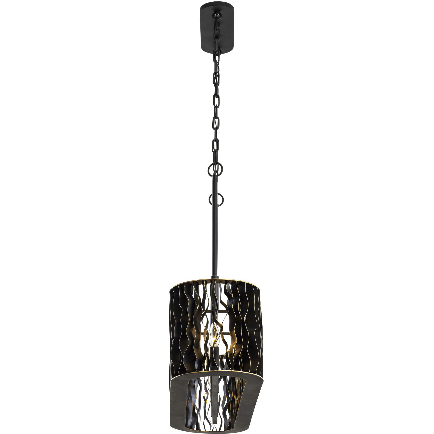 Estela 5 Light 36 inch Matte Black and French Gold Linear Pendant Ceiling Light, Smithsonian Collaboration